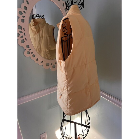 Talbots Quilted Puffer Vest Goose Down Snap Zip Womens Size M Petite Yellow - Picture 5 of 5